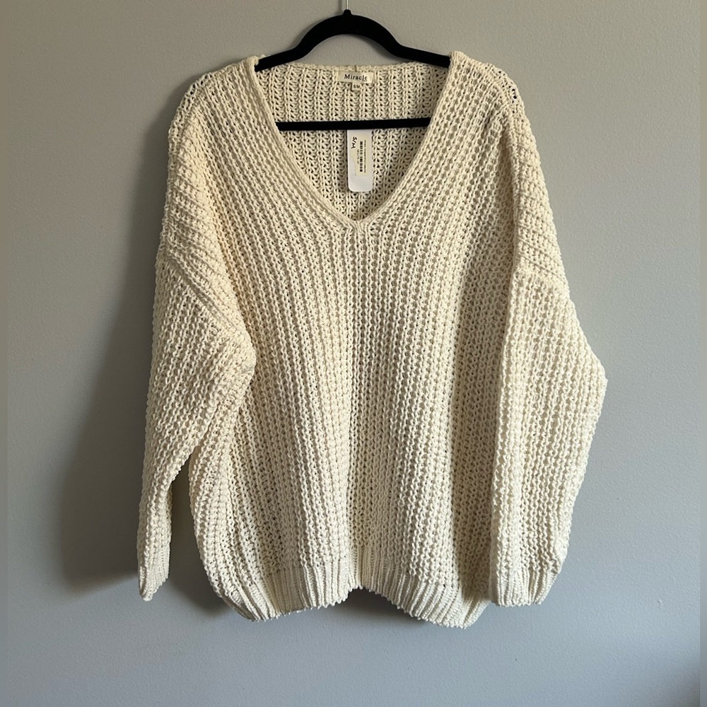 V-neck Chenille Sweater